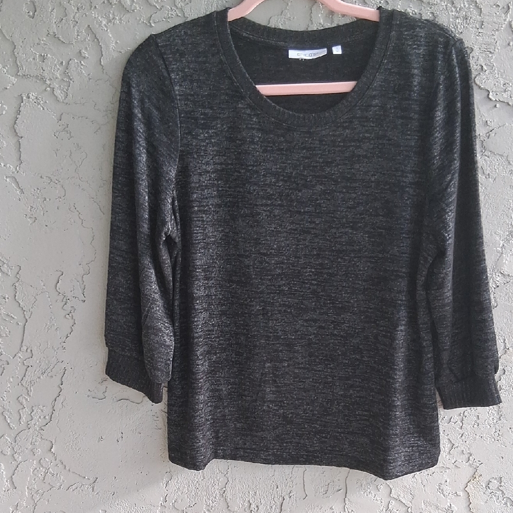 Chico's Charcoal Long Sleeve Top